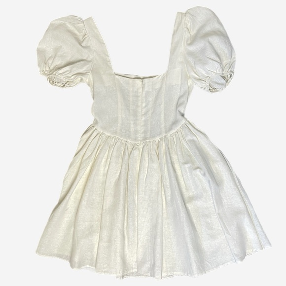 ASOS NWT white corset linen mini dress puff sleeve cottagecore castlecore 4 - Picture 8 of 10
